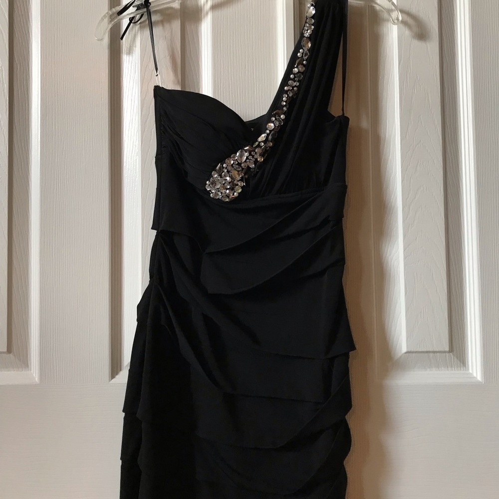 Black One-Strap Mini Dress